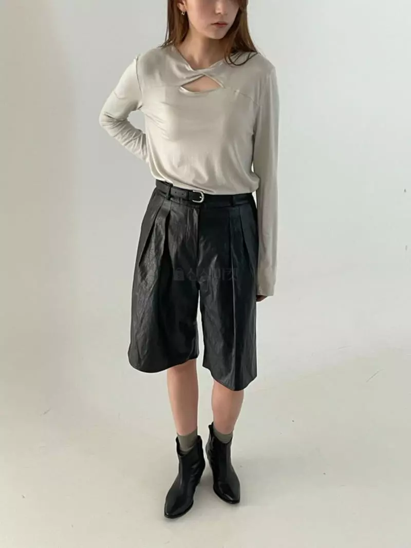 Hoper - Korean Women Fashion - #womensfashion - Leather Pants Set Up - 9