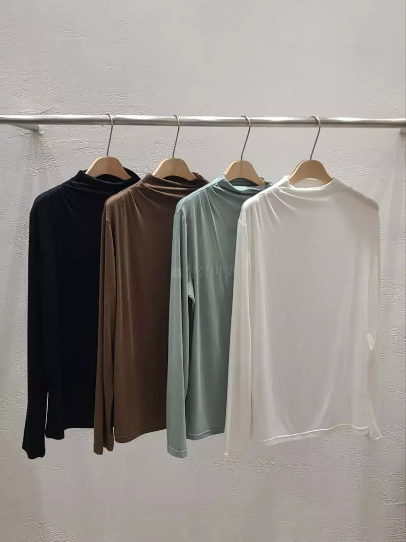 Hoper - Korean Women Fashion - #womensfashion - Neck Tug Modal Tee