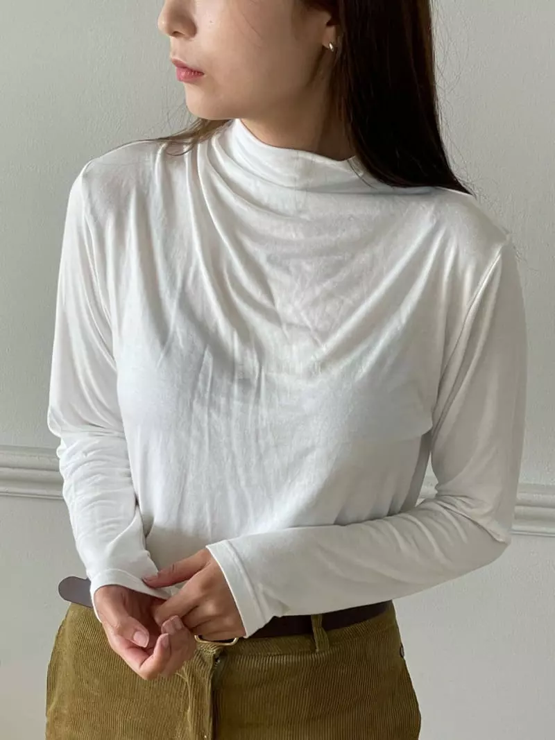 Hoper - Korean Women Fashion - #womensfashion - Neck Tug Modal Tee - 7