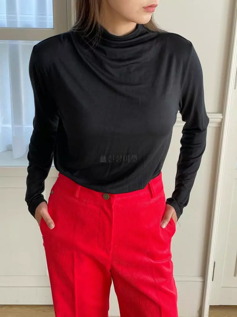 Hoper - Korean Women Fashion - #womensfashion - Neck Tug Modal Tee - 9