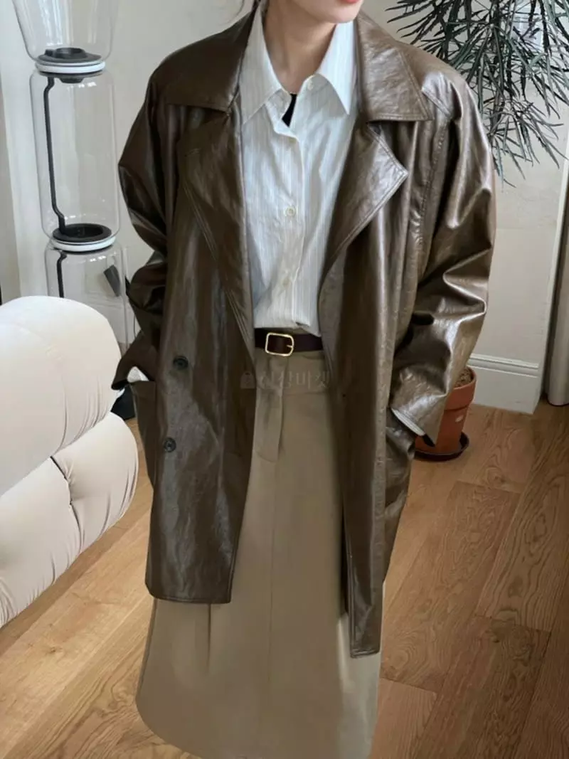Hoper - Korean Women Fashion - #womensfashion - Fake Leather Jacket - 2