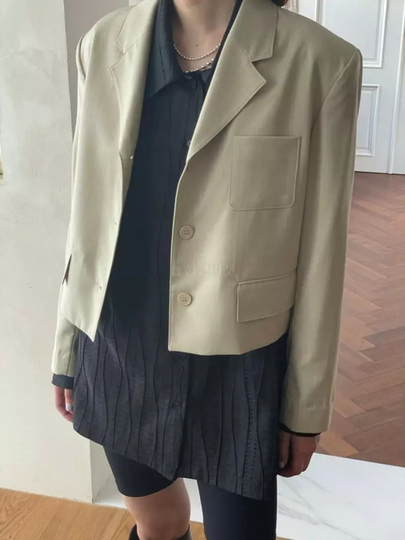 Hoper - Korean Women Fashion - #womensfashion - Crop Short Jacket - 5