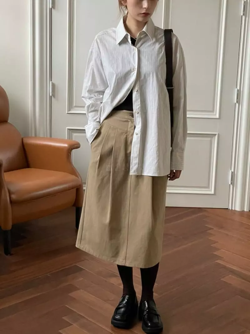 Hoper - Korean Women Fashion - #womensfashion - Two Tuck Skirt - 2