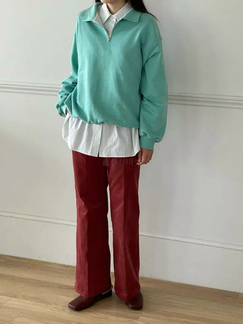 Hoper - Korean Women Fashion - #womensfashion - Collar Sweatshirt