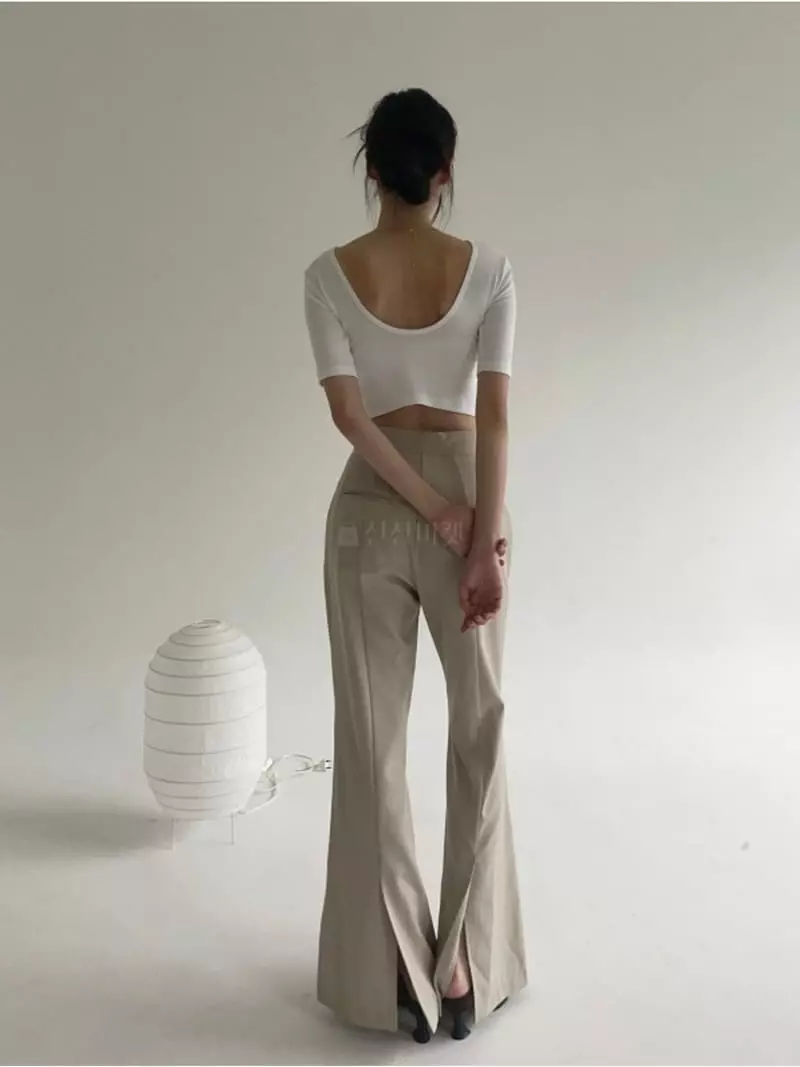 Howl - Korean Women Fashion - #momslook - Corner Slit Bootcut Slacks - 7