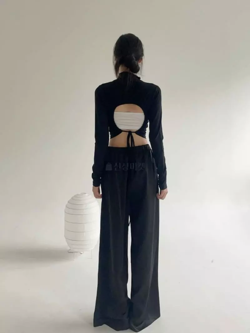 Howl - Korean Women Fashion - #womensfashion - Backless Strap Long Sleeve Tee - 4