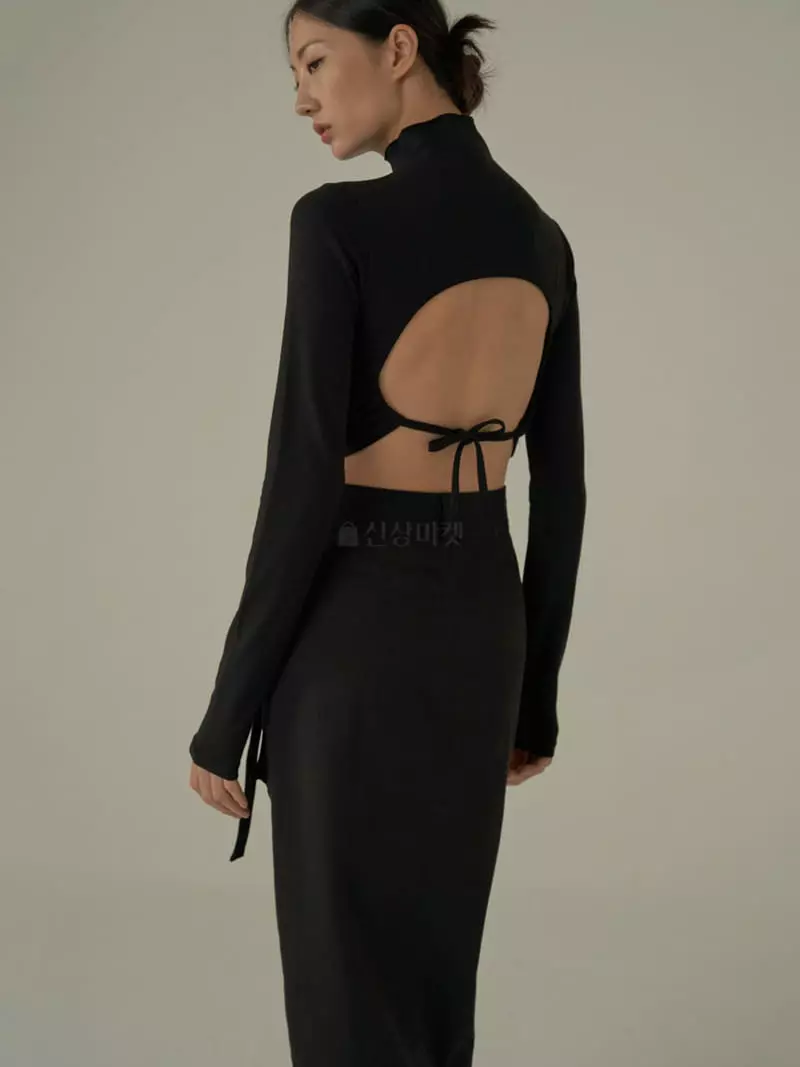 Howl - Korean Women Fashion - #vintagekidsstyle - Backless Strap Long Sleeve Tee - 9