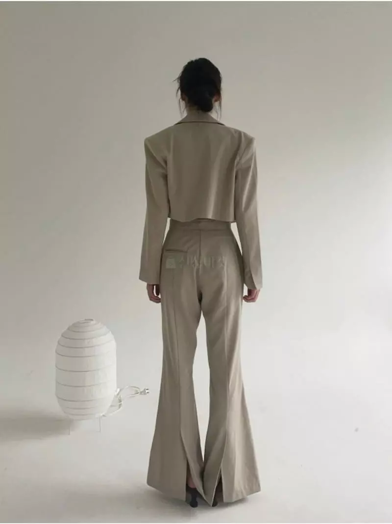 Howl - Korean Women Fashion - #womensfashion - Corner Slit Bootcut Slacks - 6