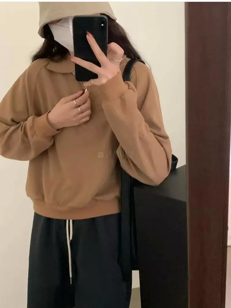 Ifuhouse - Korean Women Fashion - #momslook - Half Zip-up - 11