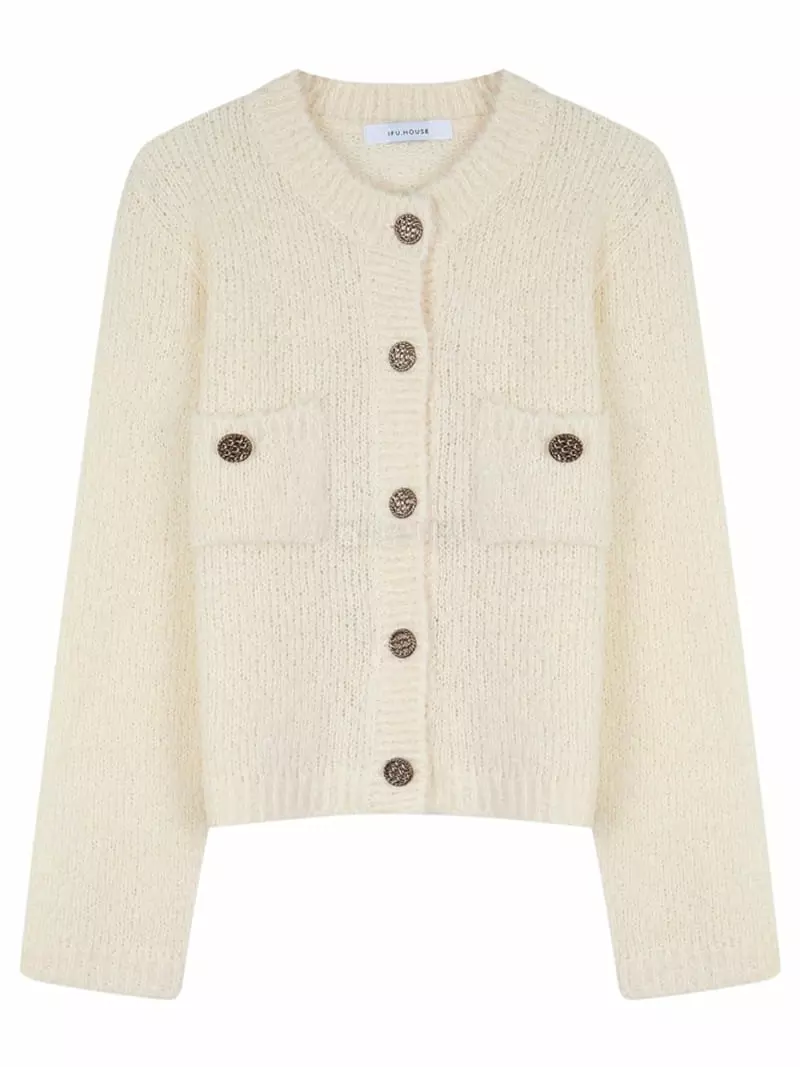 Ifuhouse - Korean Women Fashion - #momslook - Wool Bookle Cardigan - 12