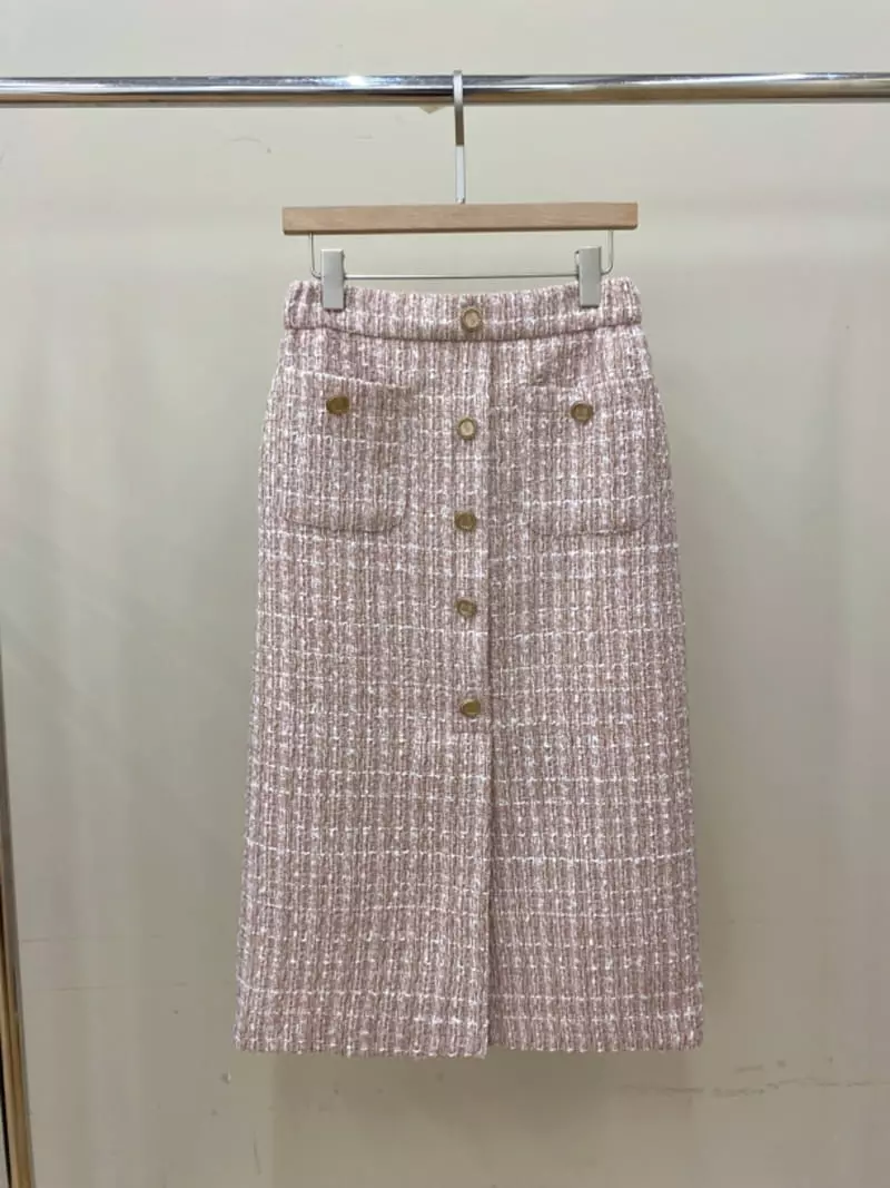 Ifuhouse - Korean Women Fashion - #restrostyle - Twid Button Skirt - 5