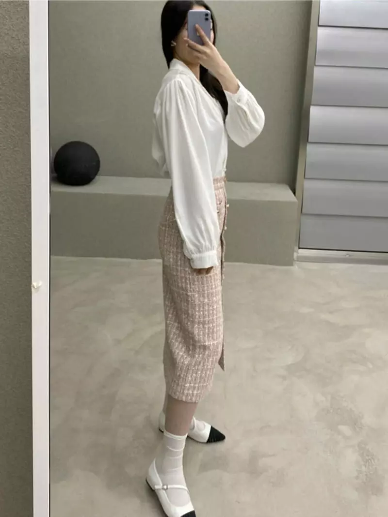 Ifuhouse - Korean Women Fashion - #vintageinspired - Twid Button Skirt - 2