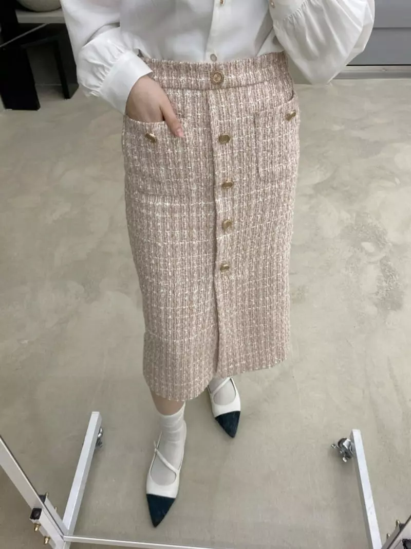 Ifuhouse - Korean Women Fashion - #womensfashion - Twid Button Skirt