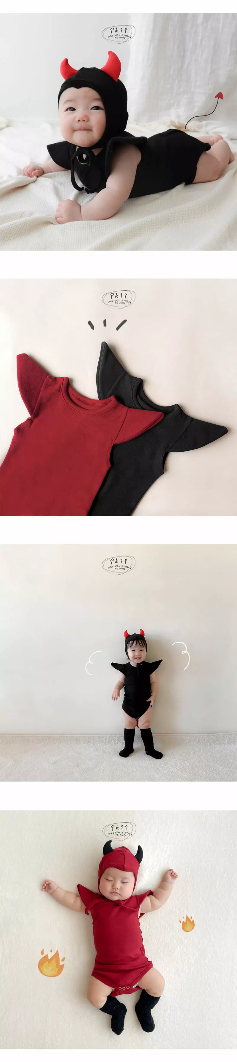 Ikii - Korean Baby Fashion - #babyclothing - Edge Devil Bodysuit with Hat - 3