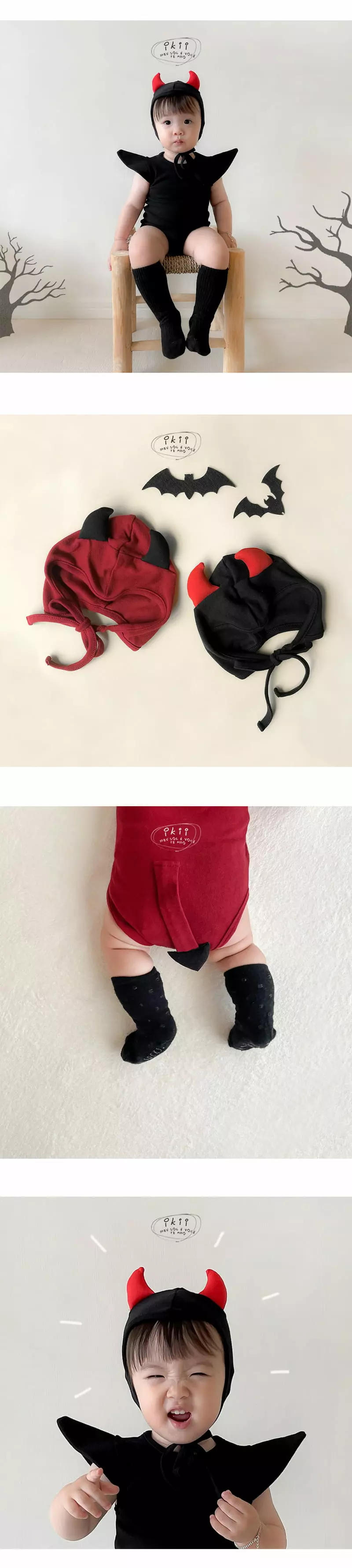 Ikii - Korean Baby Fashion - #babyclothing - Edge Devil Bodysuit with Hat - 4