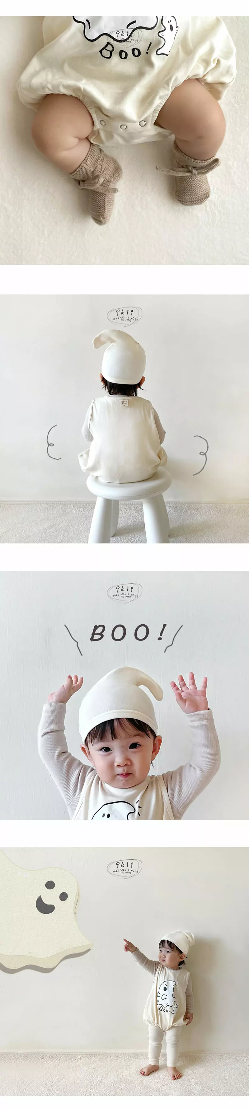Ikii - Korean Baby Fashion - #babyfever - Ghost Bodysuit with Hat - 3