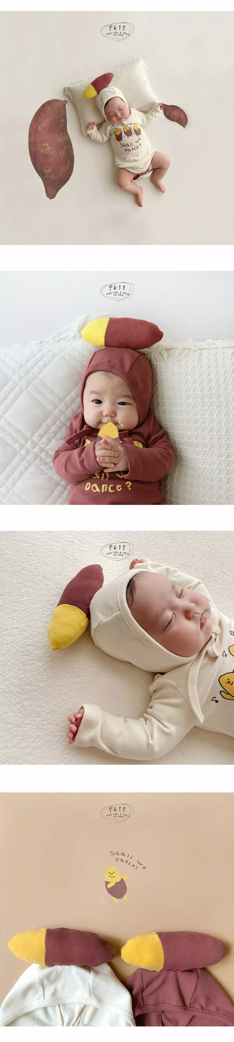 Ikii - Korean Baby Fashion - #babygirlfashion - Sweet Potato Long Sleeve Bodysuit with Hat - 2