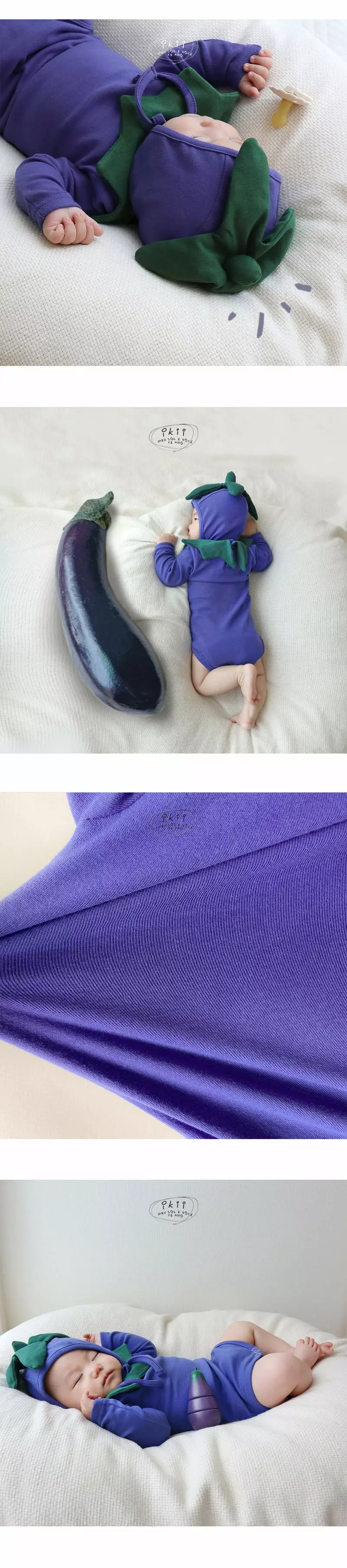 Ikii - Korean Baby Fashion - #babylifestyle - Purple Bodysuit with Hat - 3