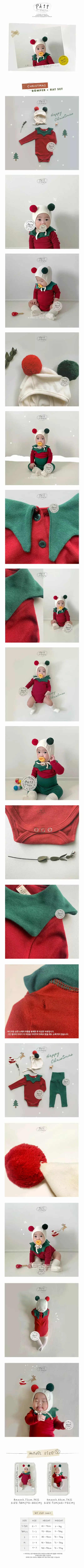 Ikii - Korean Baby Fashion - #onlinebabyshop - Chirstmas Babt Bodysuit with Hat