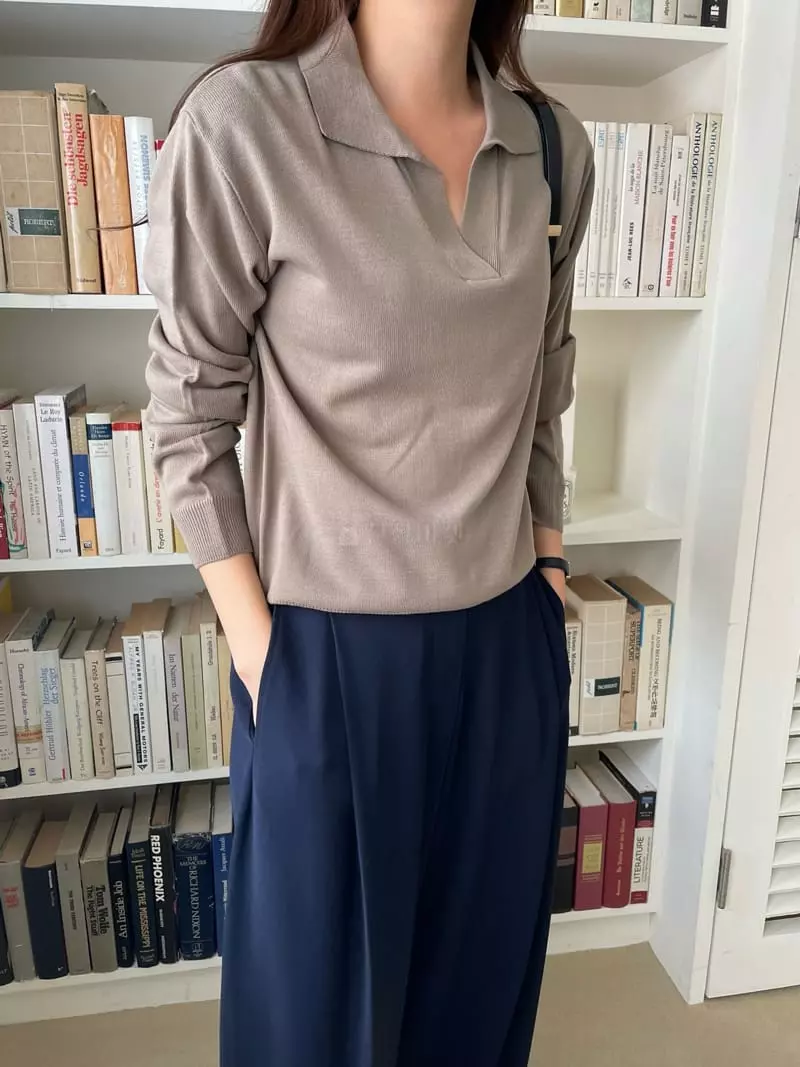 Imagine - Korean Women Fashion - #momslook - Cheat Collar Tee - 4