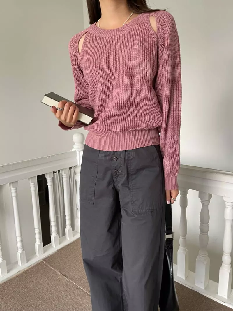 Imagine - Korean Women Fashion - #momslook - Cheese Knit Tee