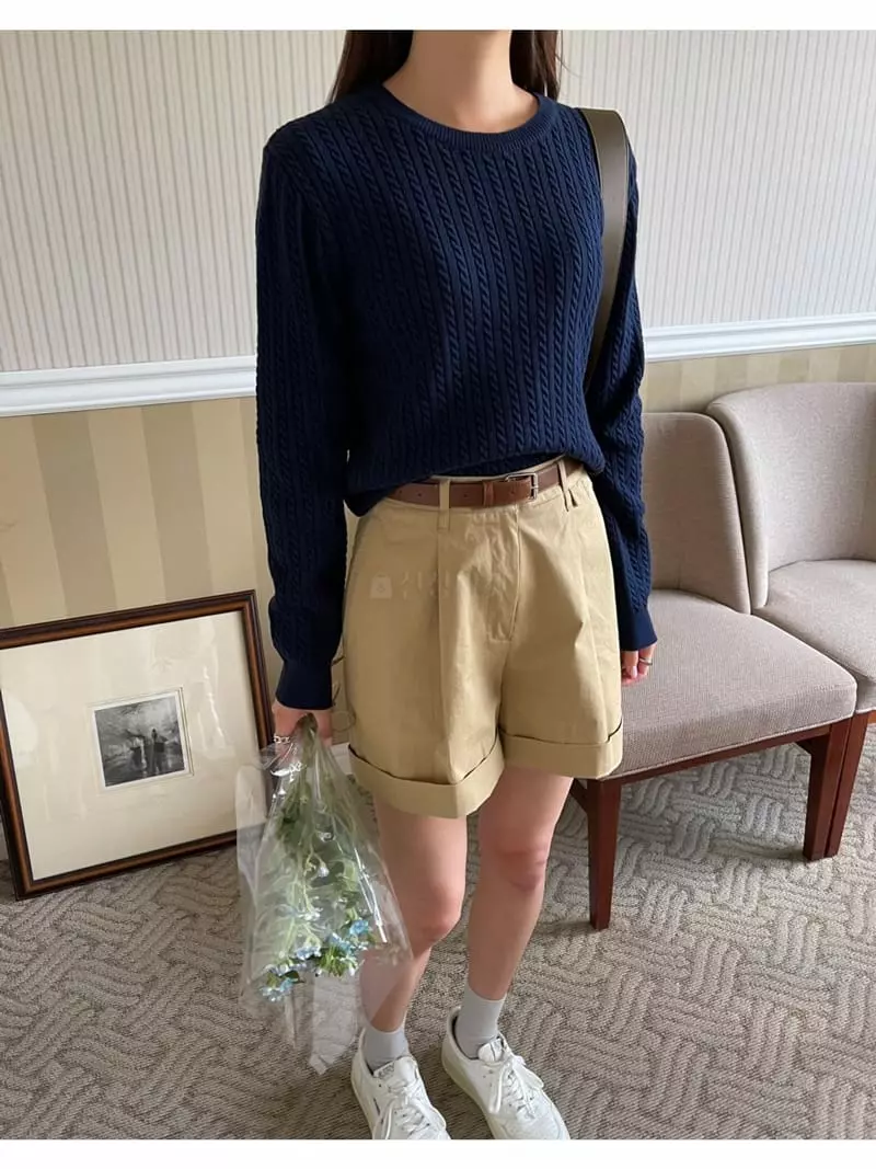 Imagine - Korean Women Fashion - #momslook - Basic Cable Knit Tee - 7