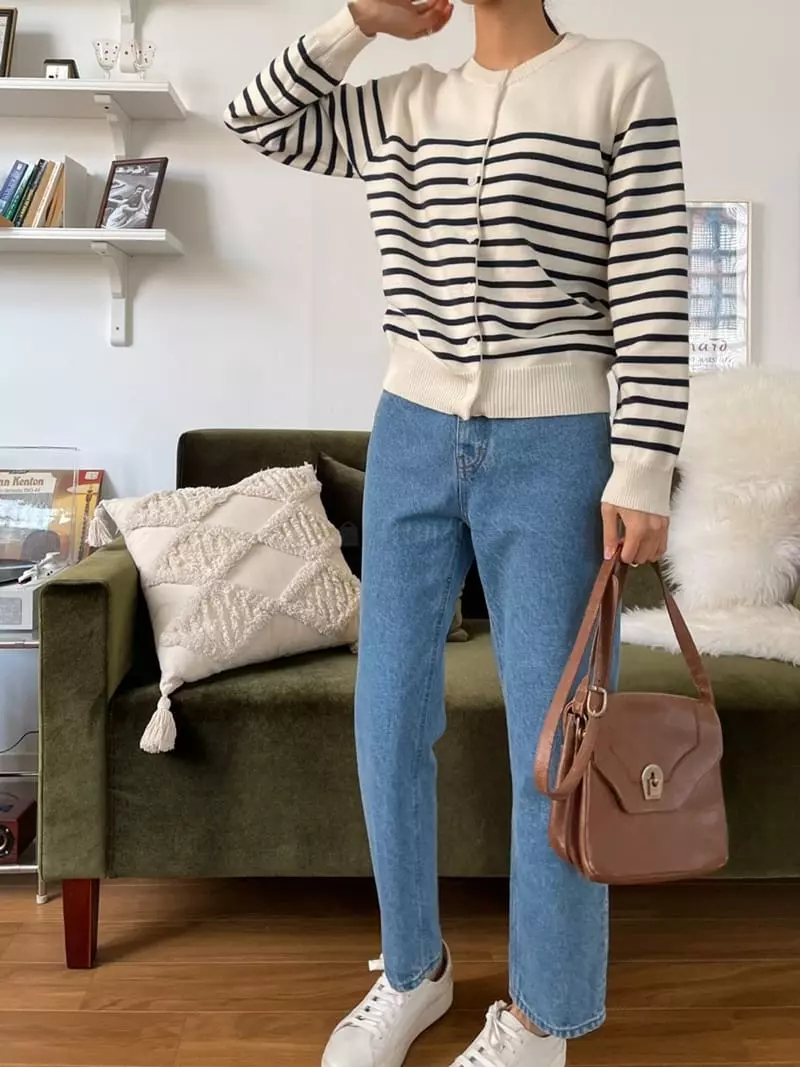 Imagine - Korean Women Fashion - #momslook - Stripes Cardigan - 5