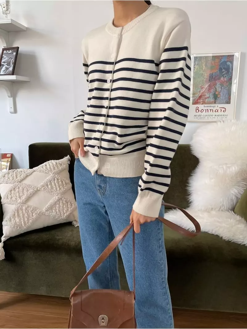 Imagine - Korean Women Fashion - #momslook - Stripes Cardigan - 9