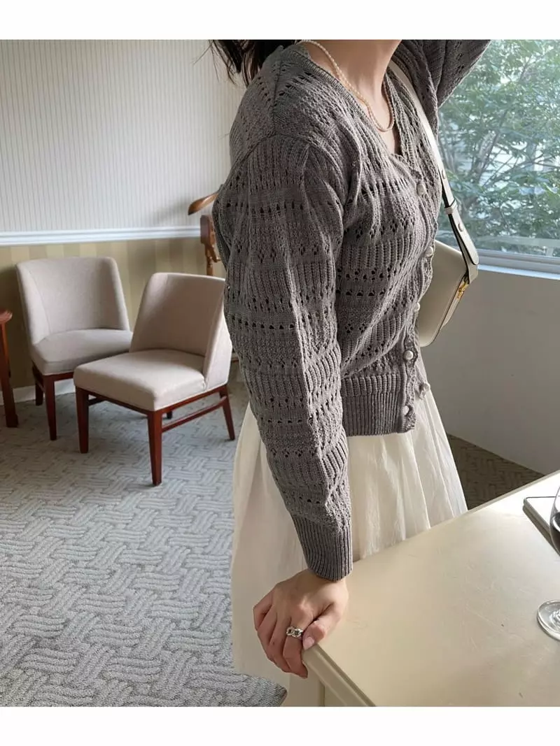 Imagine - Korean Women Fashion - #restrostyle - Punching Cardigan - 12