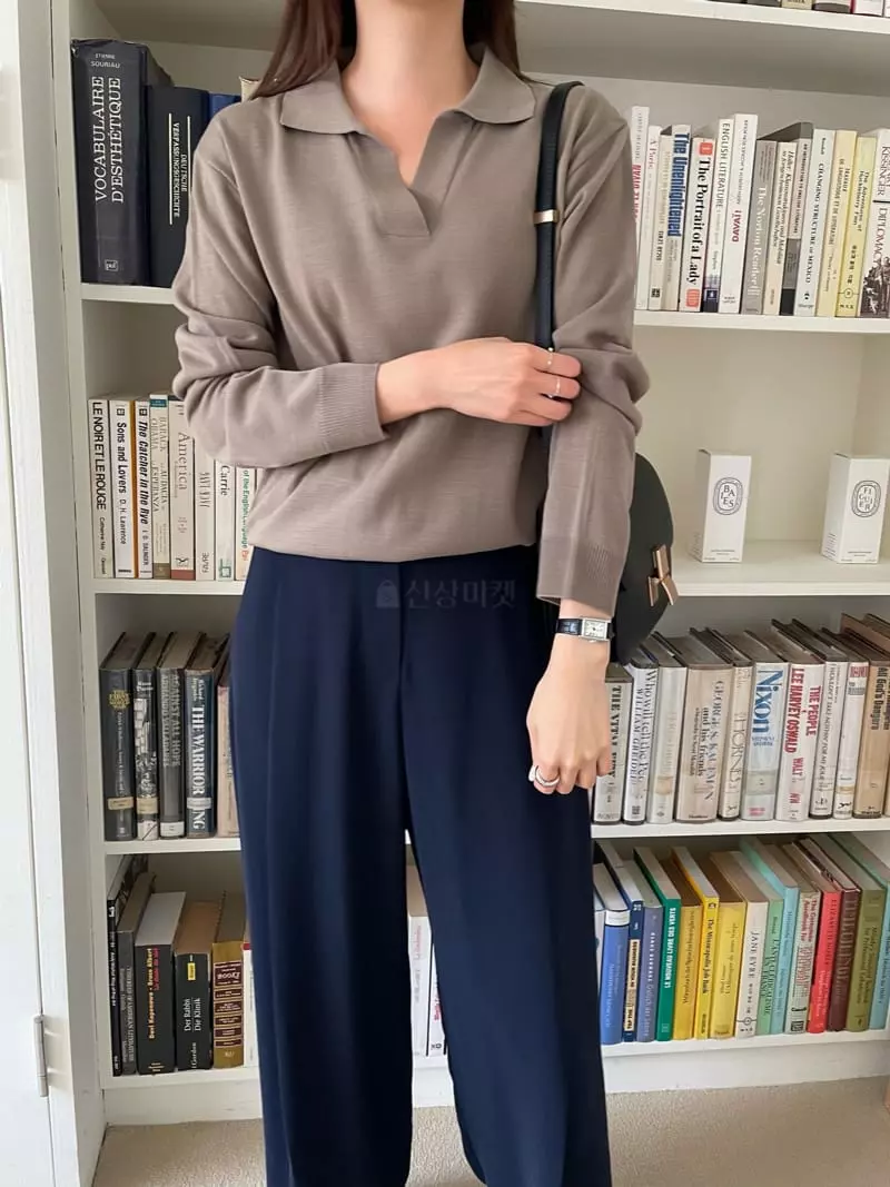 Imagine - Korean Women Fashion - #restrostyle - Cheat Collar Tee - 9