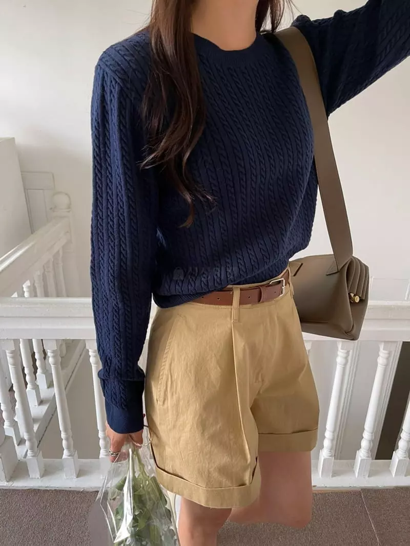 Imagine - Korean Women Fashion - #thatsdarling - Basic Cable Knit Tee