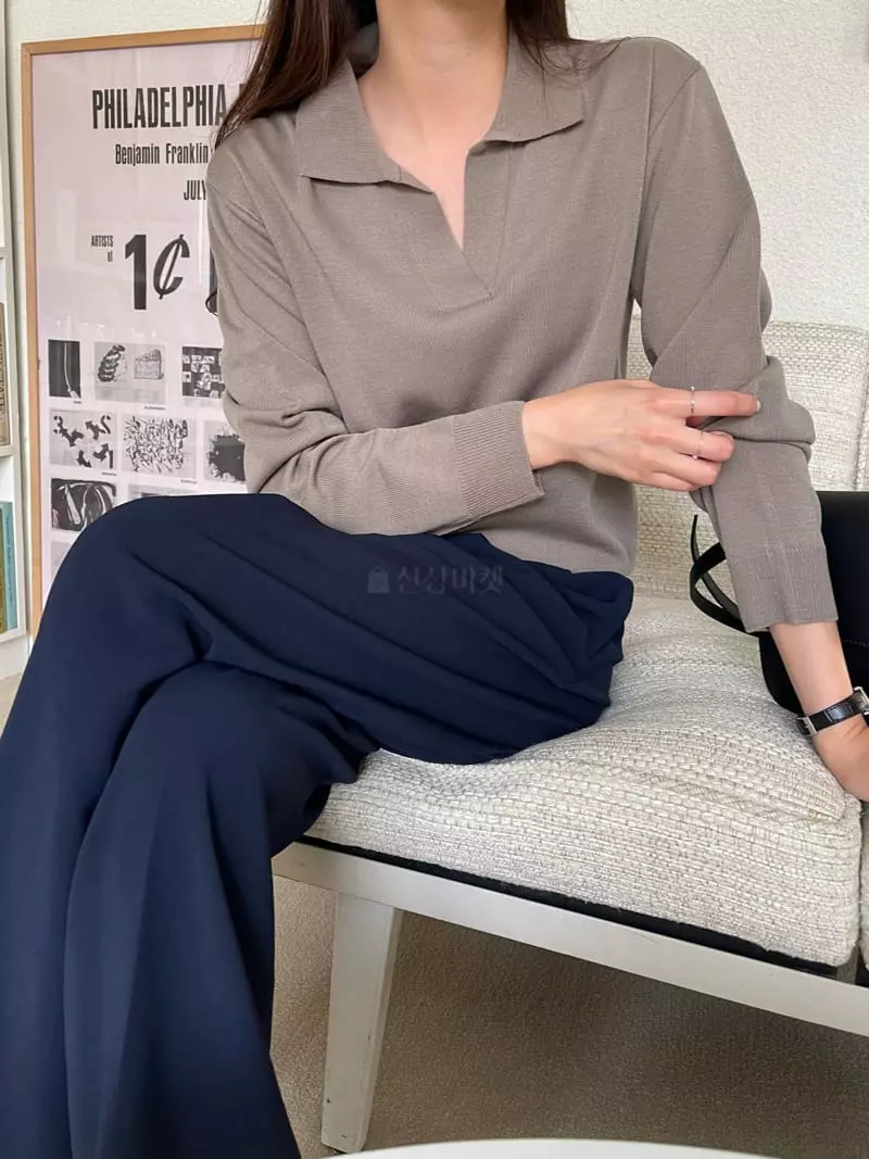 Imagine - Korean Women Fashion - #vintagekidsstyle - Cheat Collar Tee - 7