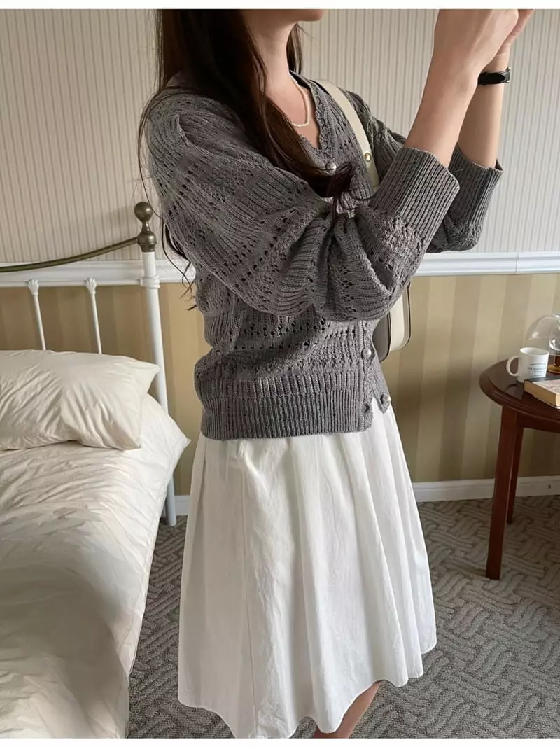 Imagine - Korean Women Fashion - #momslook - Punching Cardigan - 4