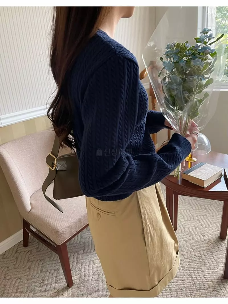 Imagine - Korean Women Fashion - #womensfashion - Basic Cable Knit Tee - 6