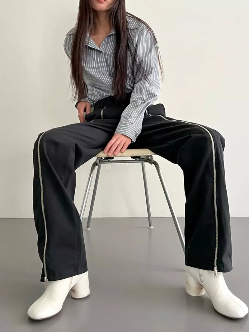 Inni - Korean Women Fashion - #momslook - Stripes Button Shirt - 3