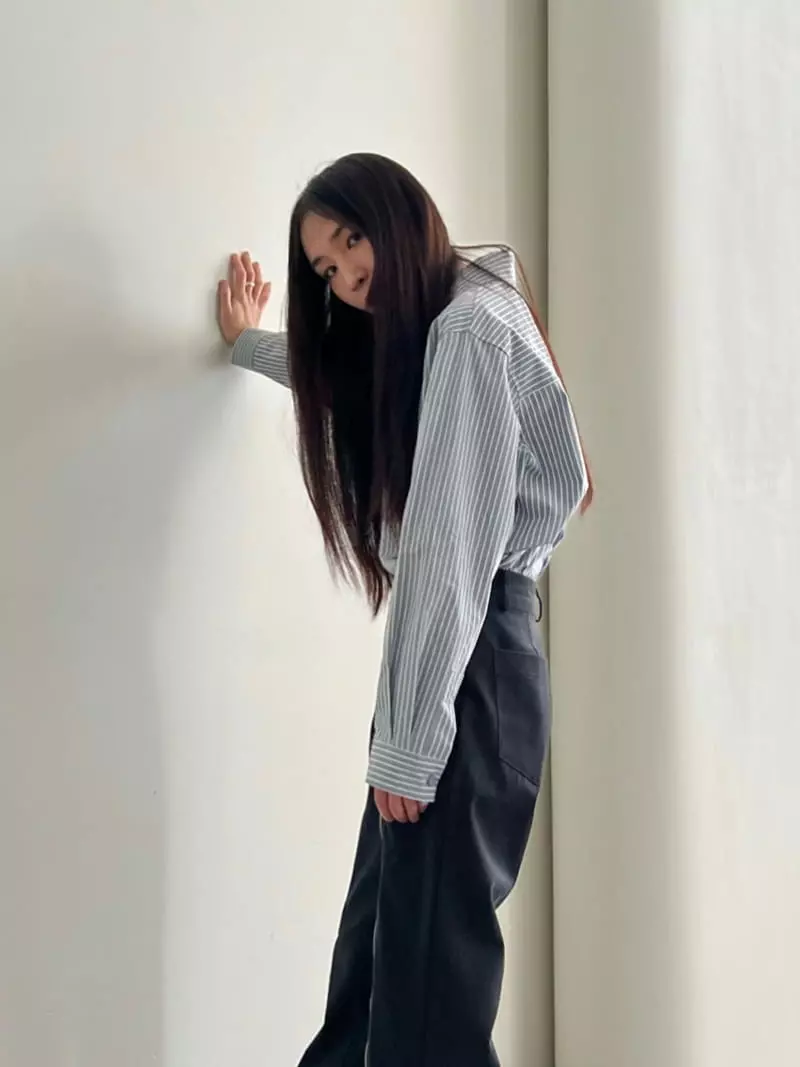Inni - Korean Women Fashion - #momslook - Stripes Button Shirt - 5