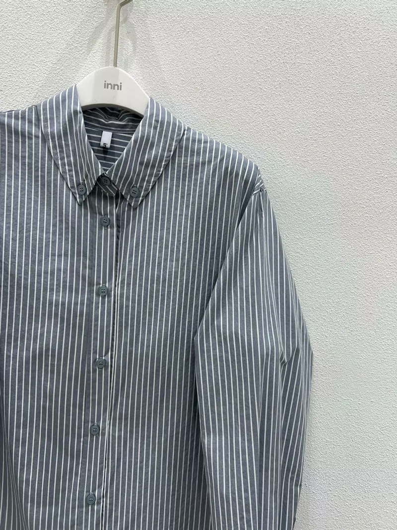 Inni - Korean Women Fashion - #momslook - Stripes Button Shirt - 7