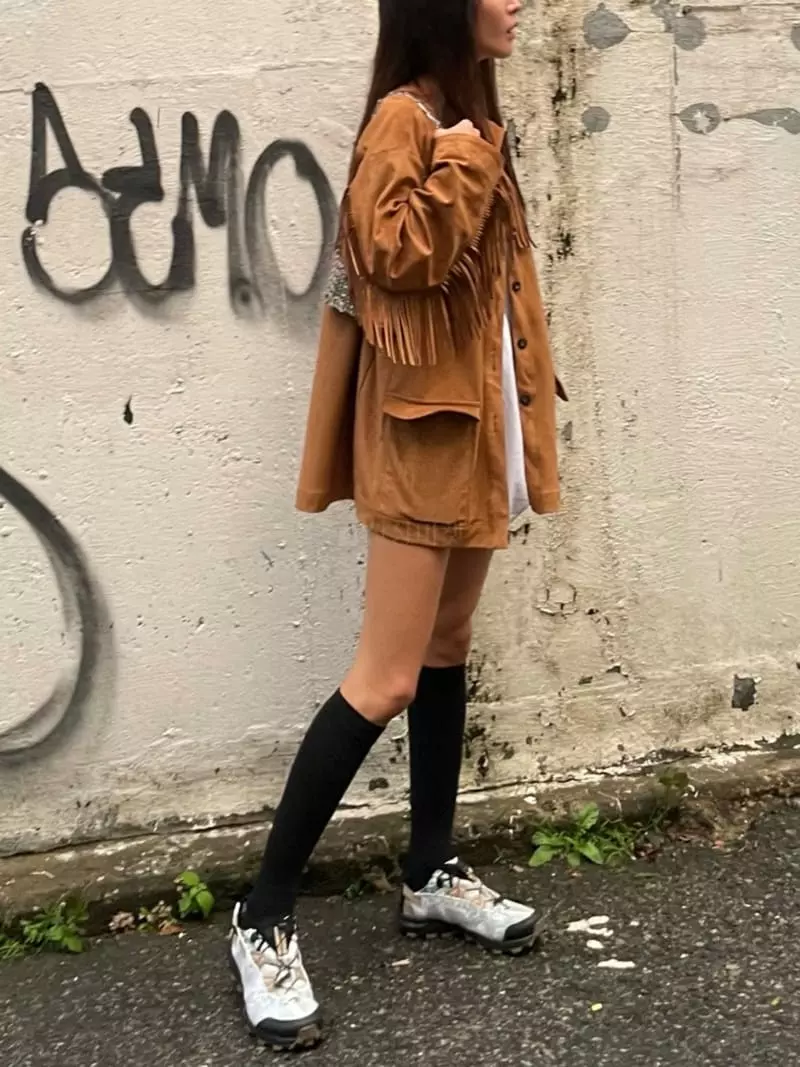 Inni - Korean Women Fashion - #momslook - Fringe Suede Jacket - 4