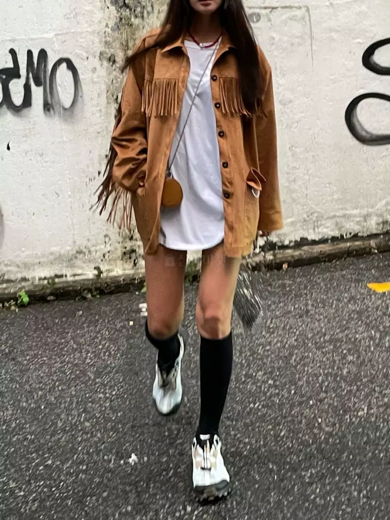 Inni - Korean Women Fashion - #vintagekidsstyle - Fringe Suede Jacket - 8