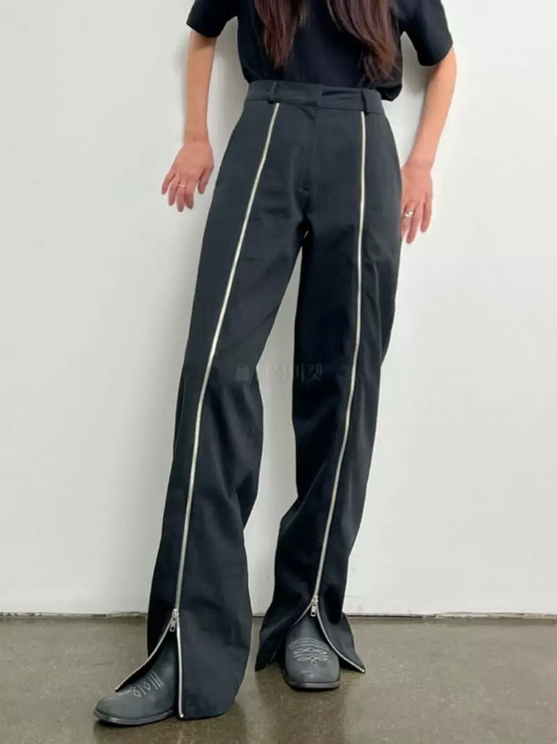 Inni - Korean Women Fashion - #vintagekidsstyle - Queen Zipper Pants