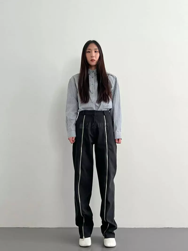Inni - Korean Women Fashion - #momslook - Stripes Button Shirt - 4