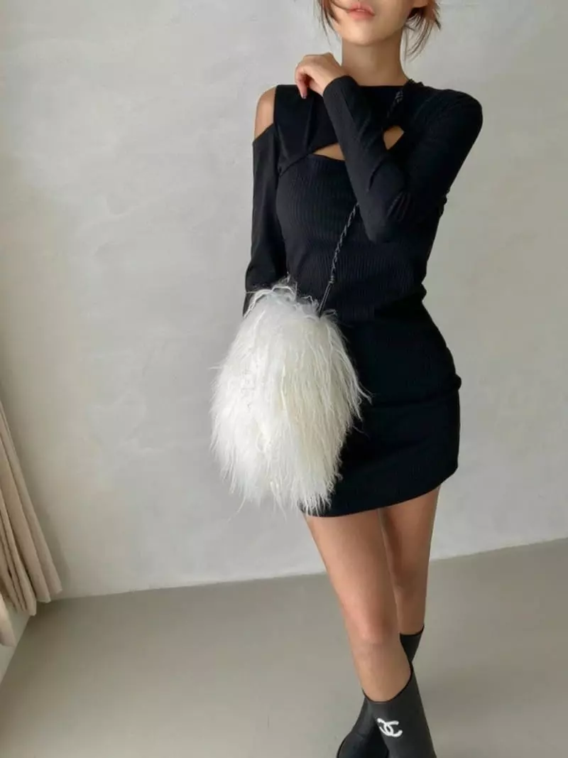Inssense - Korean Women Fashion - #momslook - Rib Layered Mini One-piece - 2