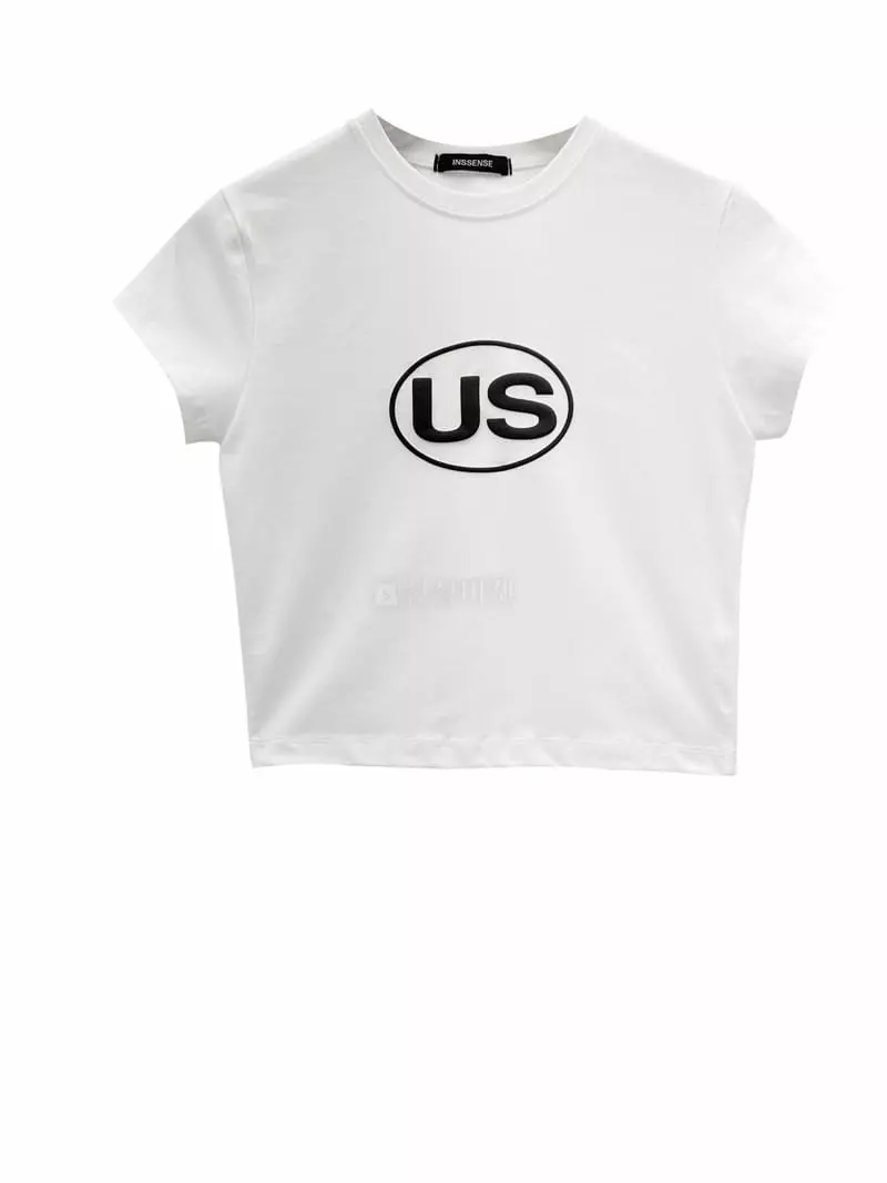 Inssense - Korean Women Fashion - #momslook - US Lettering Short Sleeves Tee