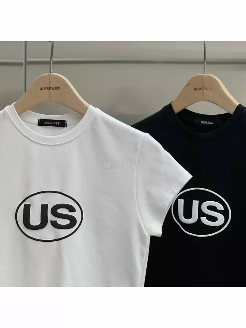 Inssense - Korean Women Fashion - #momslook - US Lettering Short Sleeves Tee - 5