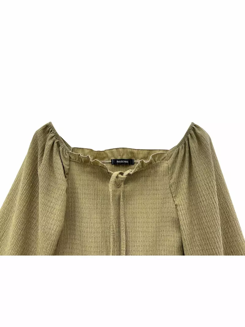 Inssense - Korean Women Fashion - #momslook - Smocked Two Way Blouse - 10