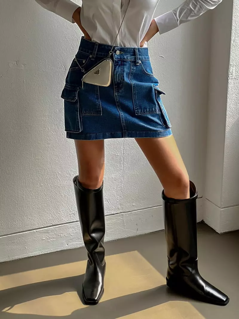 Inssense - Korean Women Fashion - #romanticstyle - Cargo Pocket Mini Skirt - 6