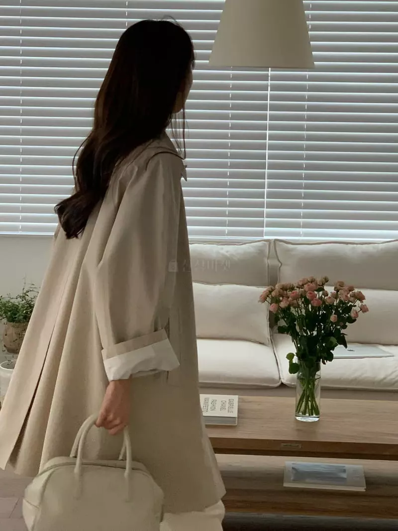 Jinsim - Korean Women Fashion - #momslook - Sand Half Trench Coat - 2