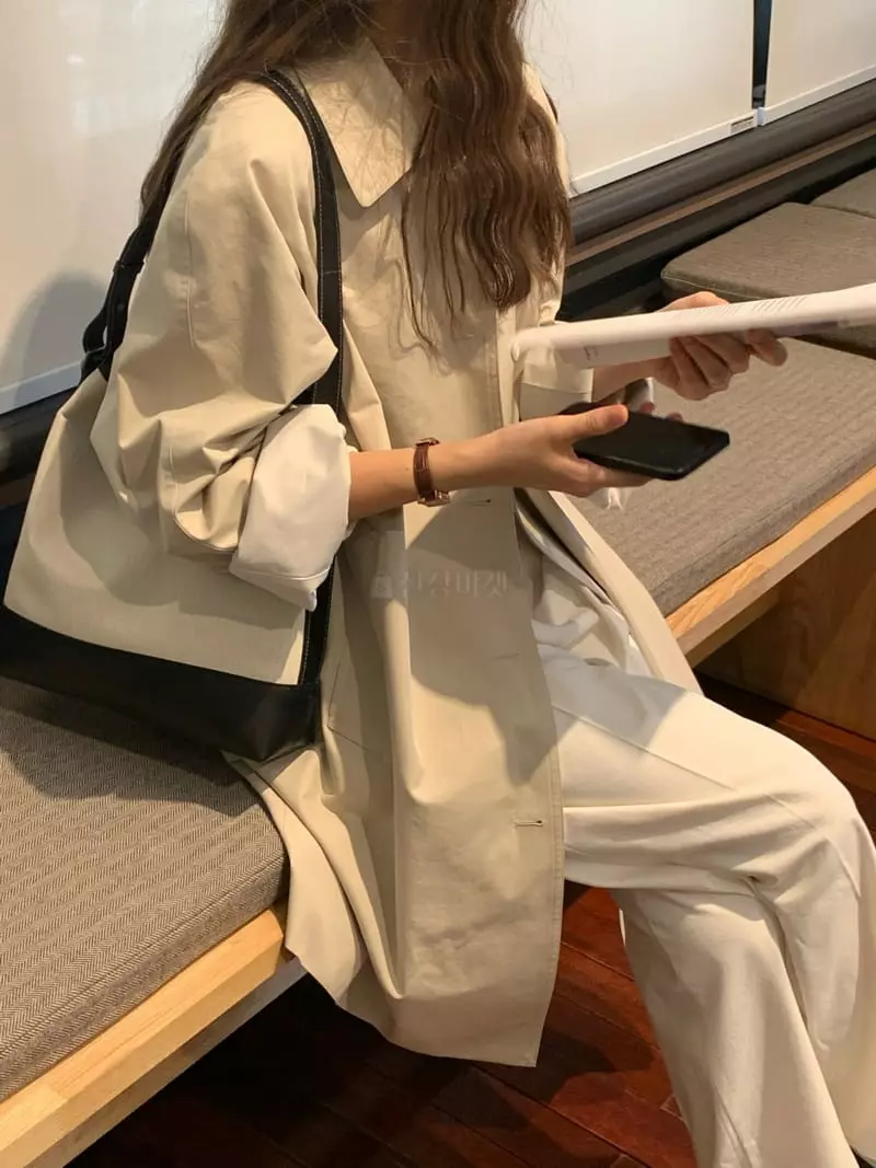 Jinsim - Korean Women Fashion - #momslook - Sand Half Trench Coat - 5