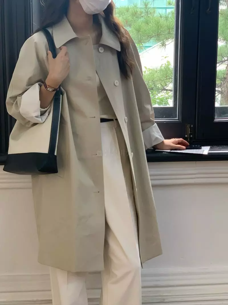 Jinsim - Korean Women Fashion - #momslook - Sand Half Trench Coat - 6