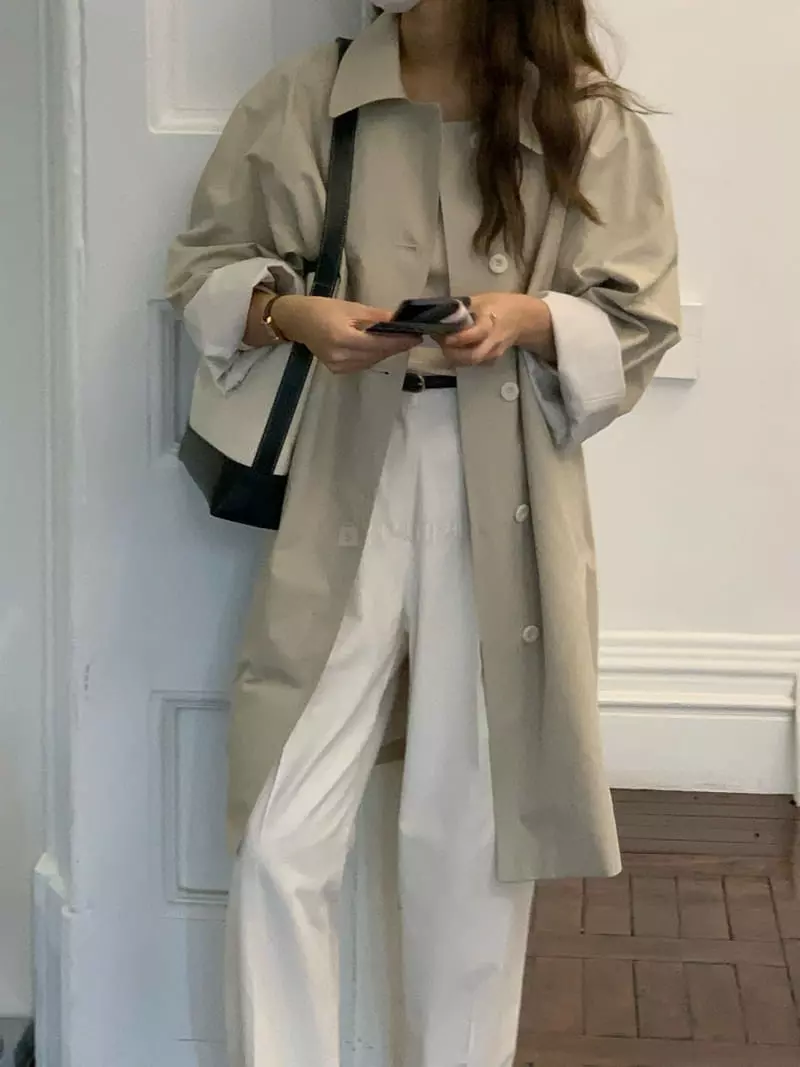 Jinsim - Korean Women Fashion - #pursuepretty - Sand Half Trench Coat - 10